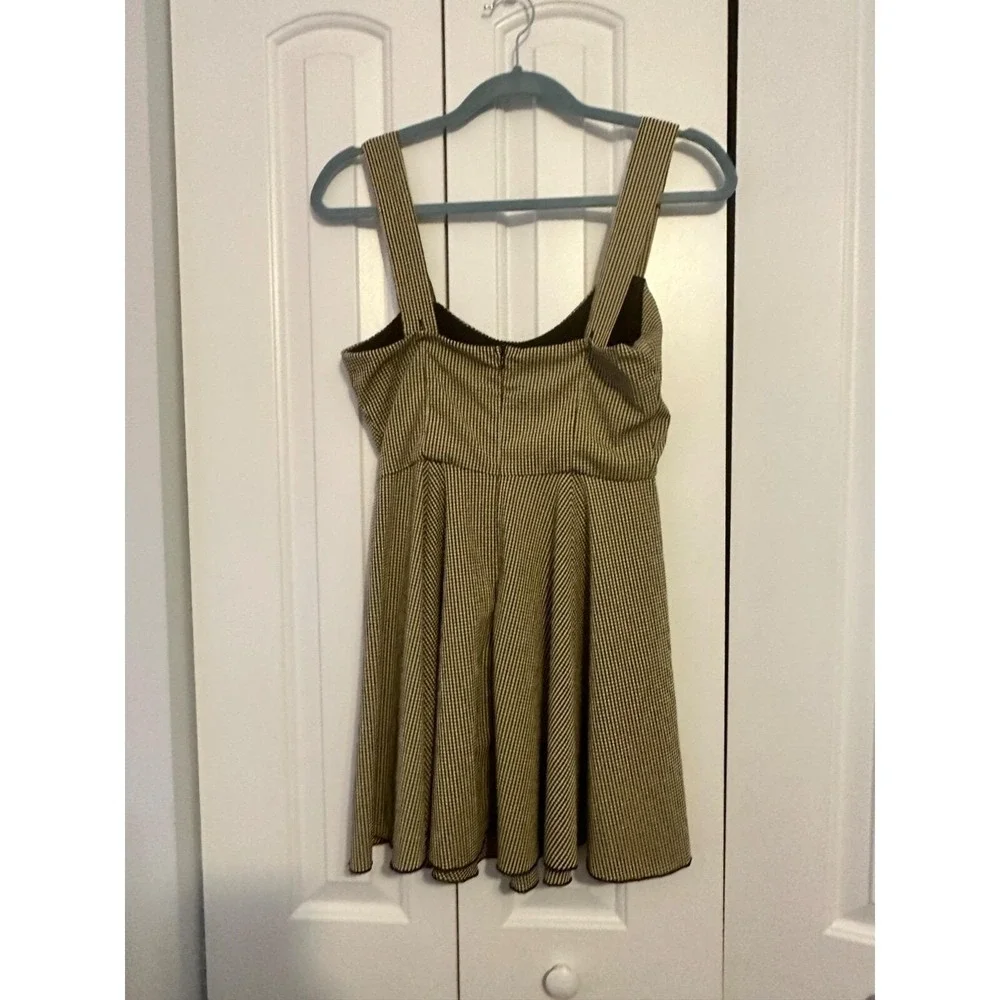 Vintage 90s Delias Black & Cream Gingham Mini Dress With Adjustable Straps Small